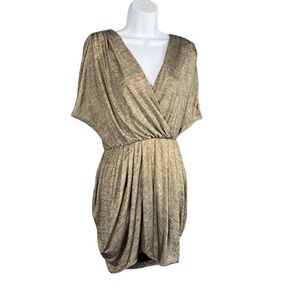 BLACK HALO Revolve Metallic Gold Mini Cocktail Party Dress XS